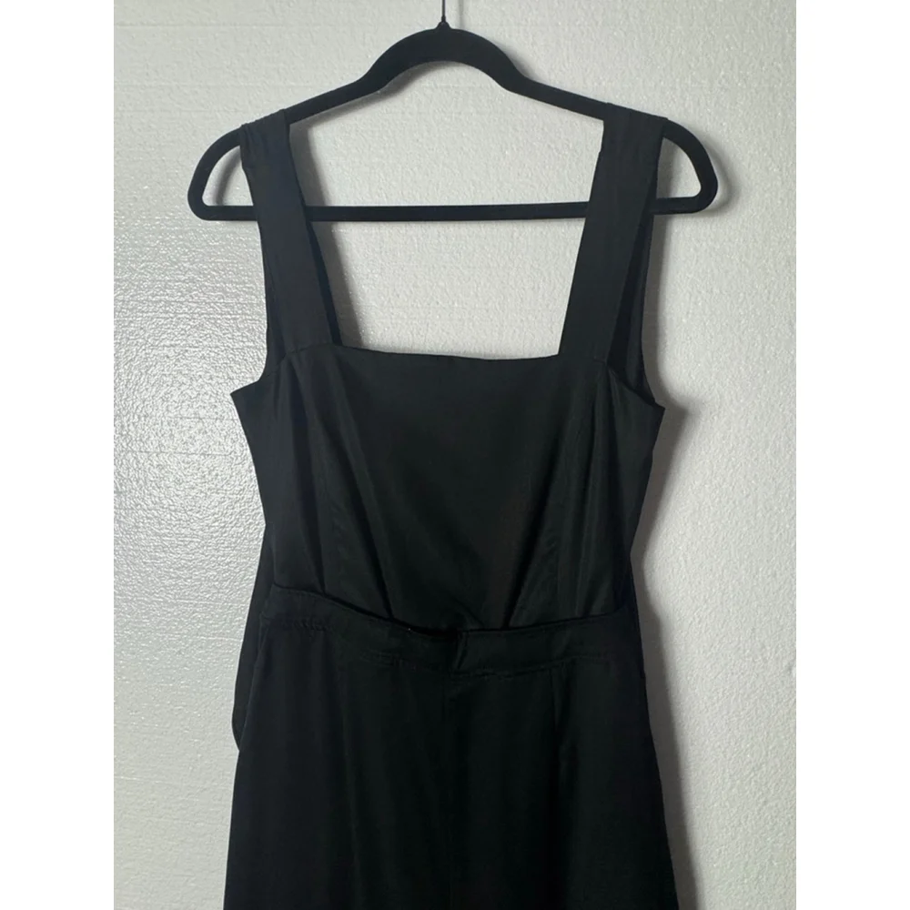 VETTA Black Square Neck Apron Jumpsuit Size 6 - Picture 3 of 7